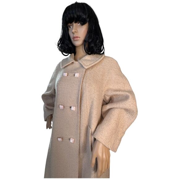 Vintage 1950's Craigleigh Ivory Blouce Double Breasted Swing Coat size large - Picture 7 of 17